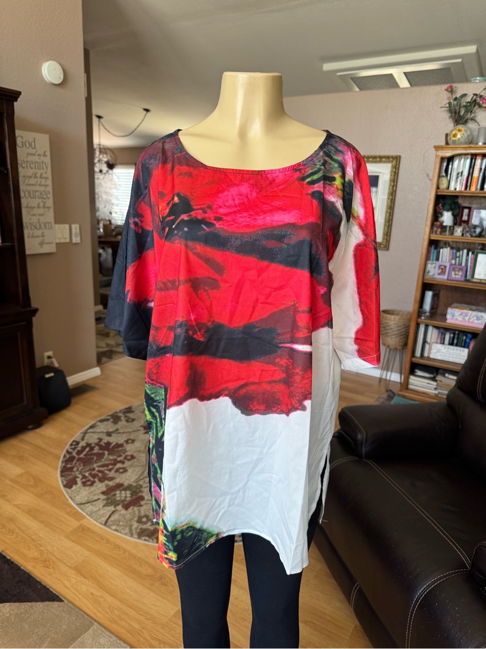 Boutique lightweight multicolored abstract relaxed fit blouse-size 2X - Picture 5 of 9